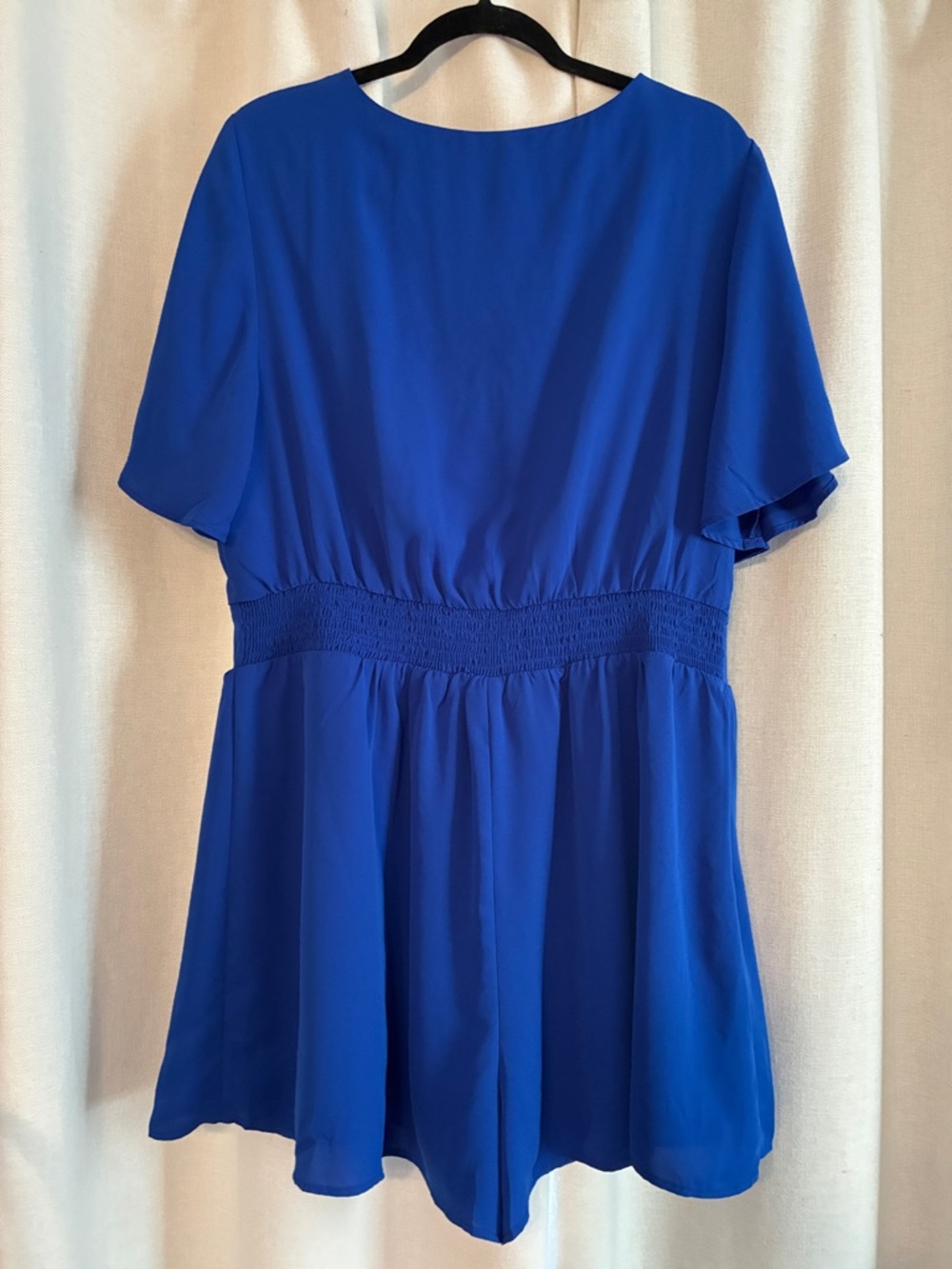 Royal Blue Short Sleeve Tie Back Romper